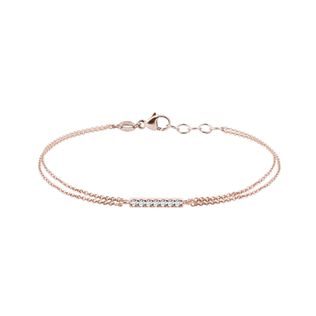 DOPPELKETTENARMBAND MIT DIAMANTSTAB IN ROSEGOLD - ARMBÄNDER MIT DIAMANTEN - ARMBÄNDER