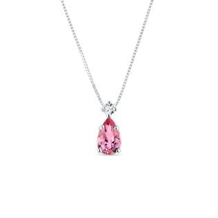 COLLIER EN OR BLANC AVEC SAPHIR ROSE - COLLIERS AVEC SAPHIR - COLLIERS