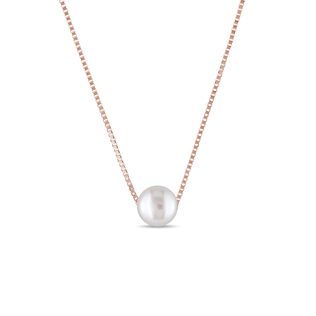 NECKLACE WITH FRESHWATER PEARL IN ROSE GOLD - PEARL PENDANTS - PEARL JEWELRY