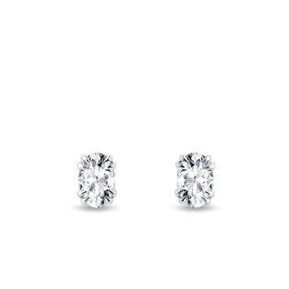 CLOUS D'OREILLES EN OR BLANC ET DIAMANTS OVALES - PUCES D'OREILLES EN DIAMANT - BOUCLES D'OREILLES