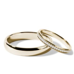 ALLIANCES EN OR JAUNE AVEC DIAMANTS - ENSEMBLE D’ALLIANCES EN OR JAUNE - ALLIANCES DE MARIAGE