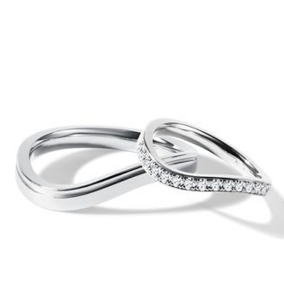 WHITE GOLD WAVE WEDDING RING SET - WHITE GOLD WEDDING SETS - WEDDING RINGS