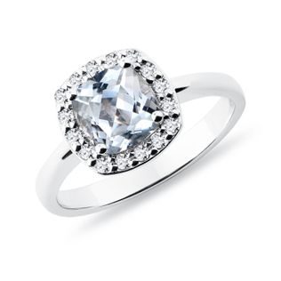 BAGUE DE FIANÇAILLES AVEC AIGUE-MARINE ET DIAMANTS - BAGUES EN AIGUE-MARINE - BAGUES