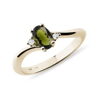 MOLDAVITE RING IN 14K YELLOW GOLD - MOLDAVITE RINGS - RINGS