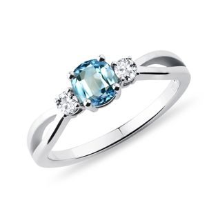 SWISS TOPAZ AND DIAMOND WHITE GOLD RING - TOPAZ RINGS - RINGS