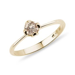 GOLD RING WITH CHAMPAGNE DIAMOND - FANCY DIAMOND ENGAGEMENT RINGS - ENGAGEMENT RINGS