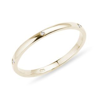 BAGUE D'OR JAUNE AVEC CINQ DIAMANTS - ALLIANCES DE MARIAGE FEMMES - ALLIANCES DE MARIAGE