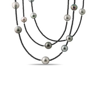 COLLIER EN SPINELLES FACETTÉES ET PERLES DE TAHITI - COLLIERS AVEC MINÉRAUX - COLLIERS