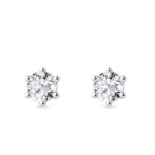 PUCES D'OREILLE EN OR BLANC AVEC DIAMANT 1 CT - PUCES D'OREILLES EN DIAMANT - BOUCLES D'OREILLES