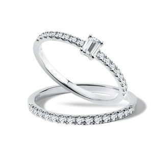 SET ZÁSNUBNÉHO PRSTEŇA A SVADOBNEJ OBRÚČKY Z BIELEHO ZLATA - SÚPRAVY SVADOBNÝCH OBRÚČOK A ZÁSNUBNÝCH PRSTEŇOV - ZÁSNUBNÉ PRSTENE