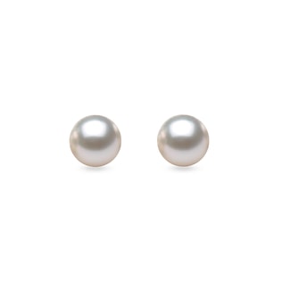 WHITE GOLD EARRINGS WITH AKOYA PEARLS - PEARL EARRINGS - PEARL JEWELRY