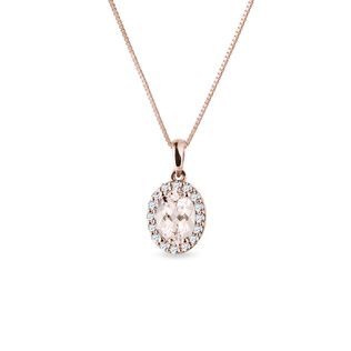 Pendant with Morganite and Diamonds in Rose Gold