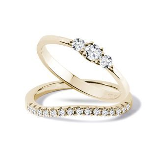 GOLD ENGAGEMENT AND WEDDING RING SET - ENGAGEMENT AND WEDDING MATCHING SETS - ENGAGEMENT RINGS