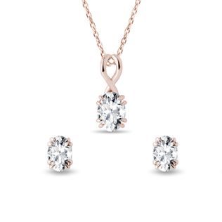 ROSE GOLD NECKLACE AND EARRING SET WITH DIAMONDS - DIAMOND SETS - FINE JEWELRY