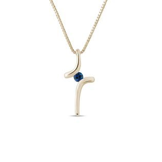 BLUE SAPPHIRE CROSS NECKLACE IN YELLOW GOLD - SAPPHIRE NECKLACES - NECKLACES