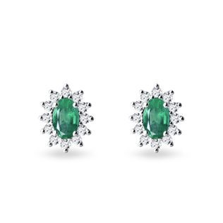 EARRINGS IN WHITE GOLD WITH DIAMONDS AND EMERALDS - EMERALD EARRINGS - EARRINGS