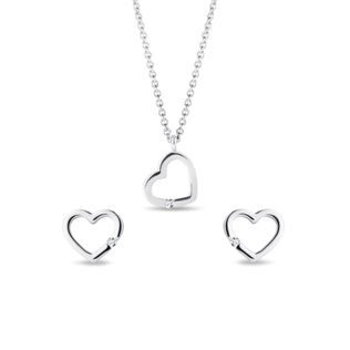 SET AUS HERZFÖRMIGEM DIAMANTSCHMUCK IN WEISSGOLD - SCHMUCK SETS DIAMANT - SCHMUCK