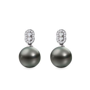 Diamond earrings with Tahitian pearls in white gold