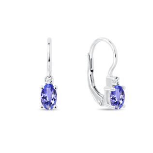 BOUCLES D'OREILLES AVEC TANZANITES ET DIAMANTS - BOUCLES D’OREILLES EN TANZANITE - BOUCLES D'OREILLES