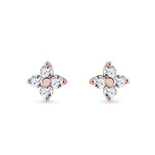 Four-leaf clover diamond earrings in rose gold