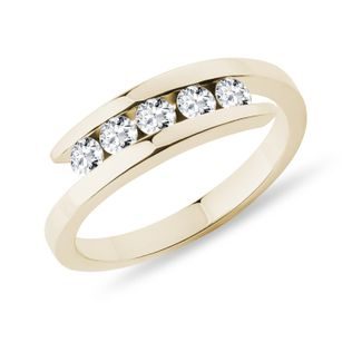 CHANNEL-SET DIAMOND BYPASS RING IN YELLOW GOLD - WOMEN'S WEDDING RINGS - WEDDING RINGS