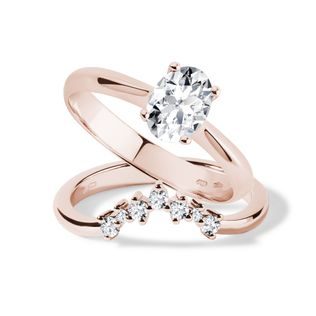 SVADOBNÁ SÚPRAVA Z RUŽOVÉHO 14K ZLATA - SÚPRAVY SVADOBNÝCH OBRÚČOK A ZÁSNUBNÝCH PRSTEŇOV - ZÁSNUBNÉ PRSTENE