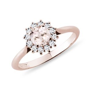 MORGANITE AND DIAMOND RING IN ROSE GOLD - MORGANITE RINGS - RINGS