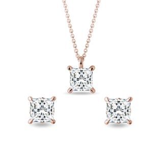 ROSE GOLD NECKLACE AND EARRING SET WITH LAB GROWN DIAMONDS - JEWELRY SETS - FINE JEWELRY