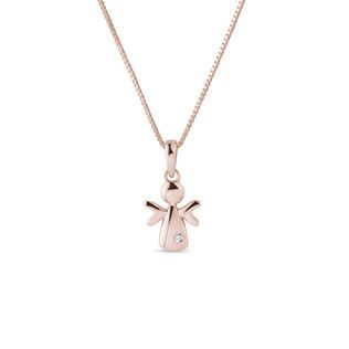 ANGEL NECKLACE WITH A DIAMOND IN ROSE GOLD - CHILDREN'S NECKLACES - NECKLACES