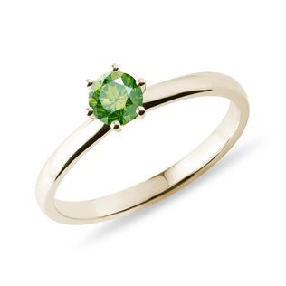 GREEN DIAMOND RING IN YELLOW GOLD - FANCY DIAMOND ENGAGEMENT RINGS - ENGAGEMENT RINGS