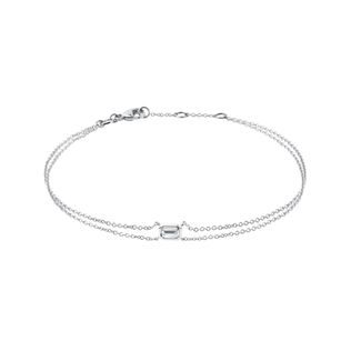 14K WHITE GOLD DOUBLE CHAIN BRACELET WITH A LAB GROWN DIAMOND - DIAMOND BRACELETS - BRACELETS