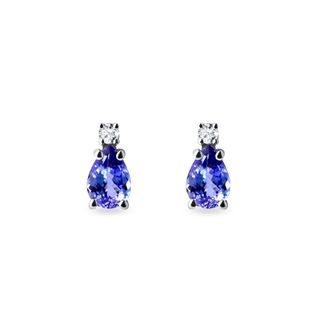 BOUCLES D'OREILLES PENDANTES AVEC TANZANITES ET DIAMANTS - BOUCLES D’OREILLES EN TANZANITE - BOUCLES D'OREILLES