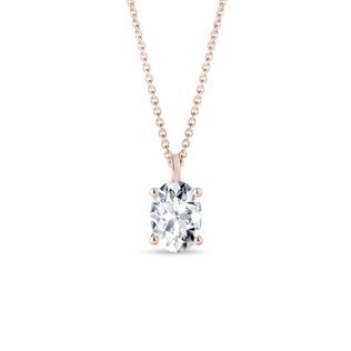COLLIER EN OR ROSE AVEC DIAMANT DE SYNTHÈSE TAILLE OVALE - COLLIERS AVEC DIAMANTS - COLLIERS