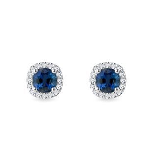 LUXURY SAPPHIRE AND DIAMOND EARRINGS IN WHITE GOLD - SAPPHIRE EARRINGS - EARRINGS