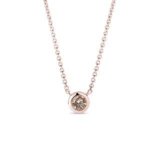 COLLIER D'OR ROSE AVEC DIAMANT CHAMPAGNE - COLLIERS AVEC DIAMANTS - COLLIERS