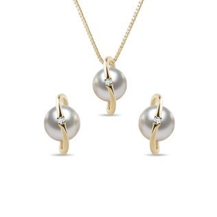 PERLENSCHMUCKSET MIT DIAMANTEN IN GELBGOLD - PERLENSCHMUCK SETS - PERLEN