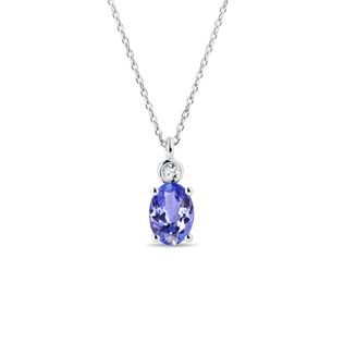 COLLIER EN OR BLANC AVEC TANZANITE ET DIAMANT - COLLIERS AVEC TANZANITE - COLLIERS