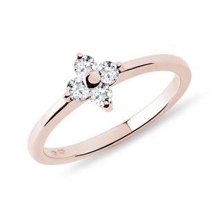 FOUR-LEAF CLOVER DIAMOND RING IN 14K ROSE GOLD - DIAMOND RINGS - RINGS