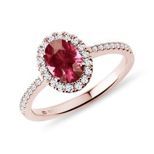 Prsten s turmalínem a brilianty v růžovém zlatě