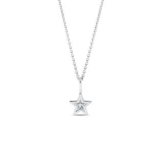 DIAMOND STAR PENDANT WITH DIAMONDS IN WHITE GOLD - DIAMOND NECKLACES - NECKLACES