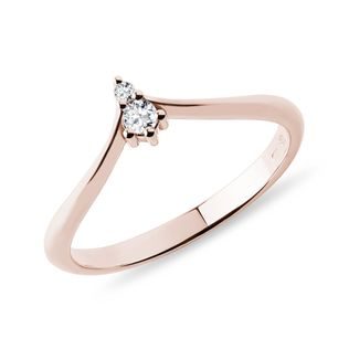 ROSE GOLD CHEVRON RING WITH TWO DIAMONDS - WOMEN'S WEDDING RINGS - WEDDING RINGS