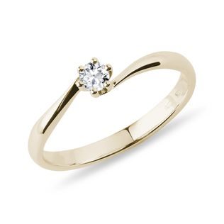 RING IN 14K YELLOW GOLD WITH BRILLIANT - SOLITAIRE ENGAGEMENT RINGS - ENGAGEMENT RINGS