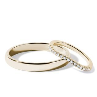 CLASSIC YELLOW GOLD WEDDING RING SET WITH DIAMONDS - YELLOW GOLD WEDDING SETS - WEDDING RINGS