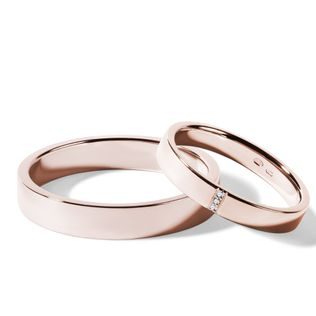 CLASSIC ROSE GOLD WEDDING RING SET WITH 3 DIAMONDS - ROSE GOLD WEDDING SETS - WEDDING RINGS