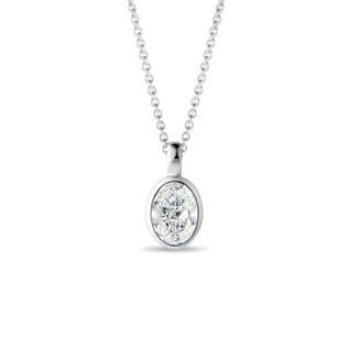 HALSKETTE MIT 0,69 CT OVALEM LABORDIAMANT IN WEISSGOLD - KETTEN MIT DIAMANTEN - KETTEN