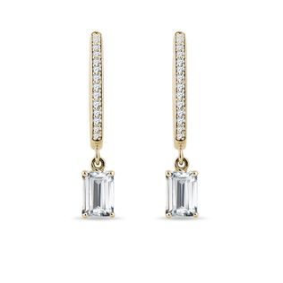 EMERALD CUT MOISSANITE EARRINGS IN YELLOW GOLD - YELLOW GOLD EARRINGS - EARRINGS