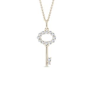 ZLATÝ PŘÍVĚSEK KLÍČEK S DIAMANTY - NÁHRDELNÍKY S DIAMANTY - NÁHRDELNÍKY