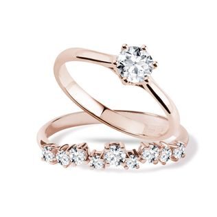 ORIGINAL ENGAGEMENT SET WITH DIAMONDS IN ROSE GOLD - ENGAGEMENT AND WEDDING MATCHING SETS - ENGAGEMENT RINGS