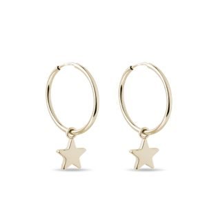 GOLD STAR PENDANT EARRINGS - YELLOW GOLD EARRINGS - EARRINGS