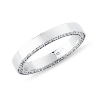 ALLIANCE EN OR BLANC AVEC DIAMANTS LATÉRAUX - ALLIANCES DE MARIAGE FEMMES - ALLIANCES DE MARIAGE